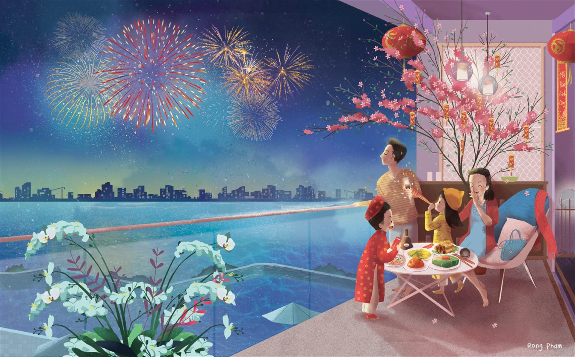 Trang trí nội thất phòng khách cho ngày Tết